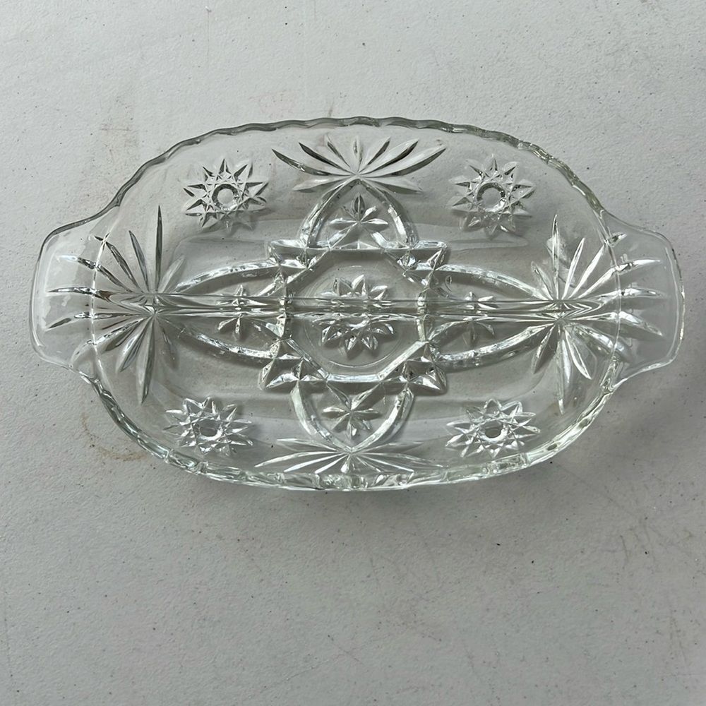 Vintage Anchor Hocking Star of David Divided Relish Dish
